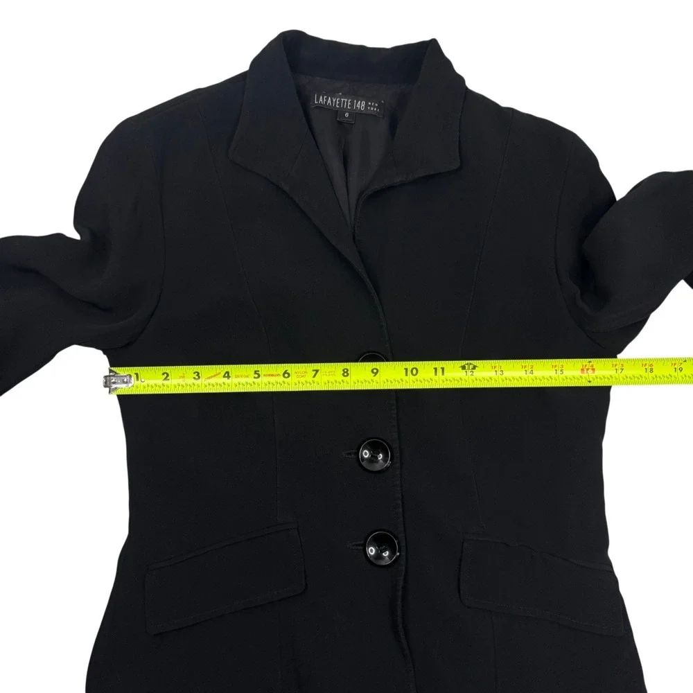Lafayette 148 New York Blazer Women‎ 6 Black 3-Button 3/4 Sleeve Tailored Jacket